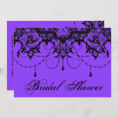 Victoriaans Lace Paarse Bridal Shower Kaart (Voorkant / Achterkant)