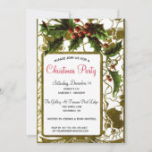 Victoriaans Lacy Gold Lijst & Holly Kerstfeest Kaart (Voorkant)