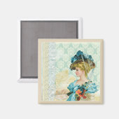 Victoriaans Lady Art Collage Magneet (Voorkant / Achterkant)