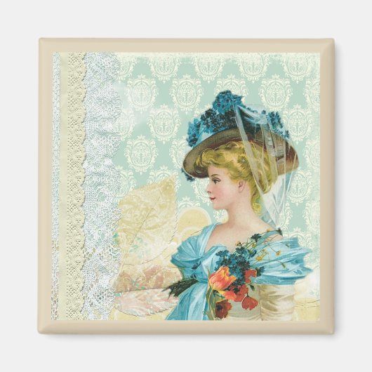 Victoriaans Lady Art Collage Magneet (Voorkant)