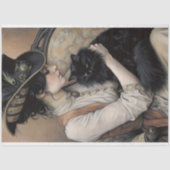 Victoriaans Lady Black Cat Decoupage Tissuepapier (Voorkant)