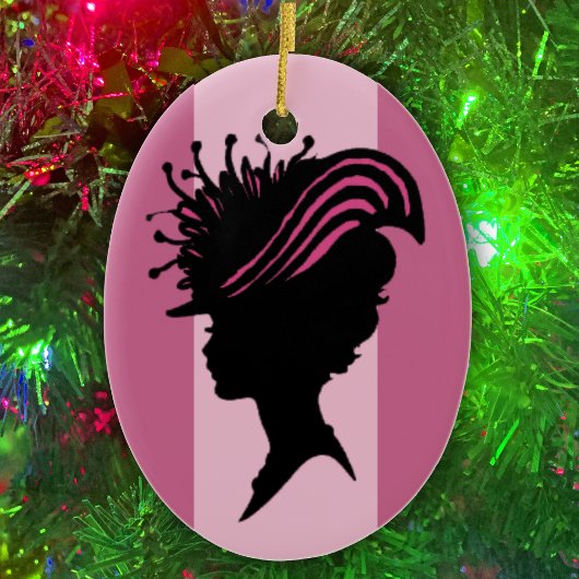  Victoriaans Lady Black Silhouette Fancy Pet Keramisch Ornament