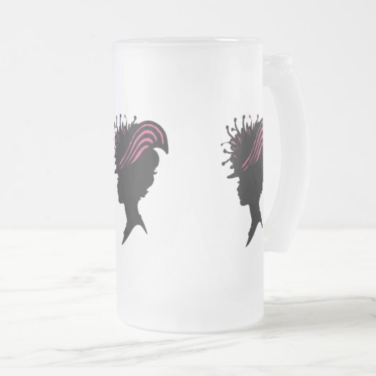 Victoriaans Lady Black Silhouette Fancy Pet Matglas Bierpul (Voorkant rechts)