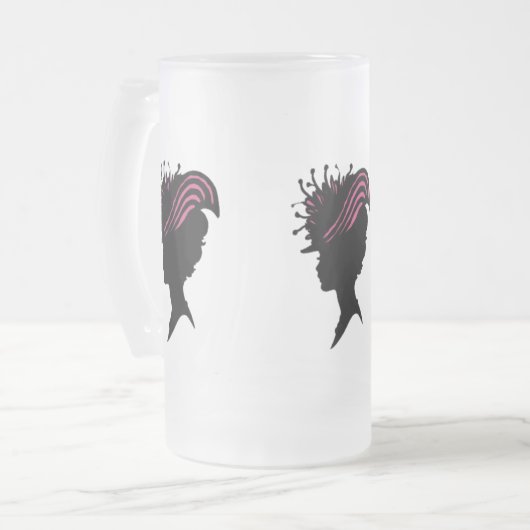  Victoriaans Lady Black Silhouette Fancy Pet Matglas Bierpul (Voorkant links)