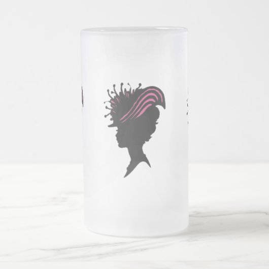  Victoriaans Lady Black Silhouette Fancy Pet Matglas Bierpul (Center)