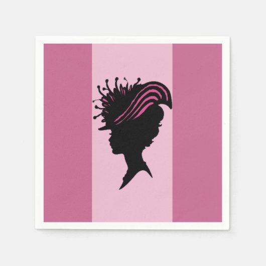  Victoriaans Lady Black Silhouette Fancy Pet Servetten (Voorkant)