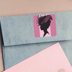  Victoriaans Lady Black Silhouette Fancy Pet Vierkante Sticker