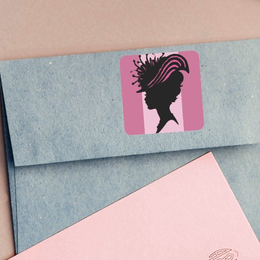  Victoriaans Lady Black Silhouette Fancy Pet Vierkante Sticker