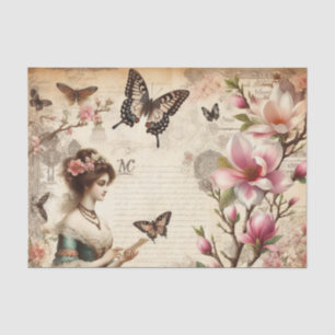  Victoriaans Lady Bloemen decoupage Tissuepapier