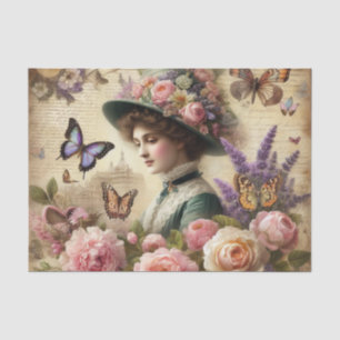Victoriaans Lady Bloemen decoupage Tissuepapier
