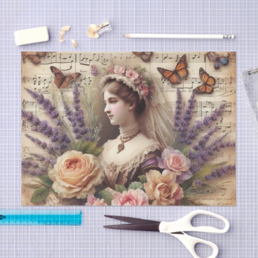 Victoriaans Lady Bloemen decoupage Tissuepapier (Craft)