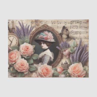  Victoriaans Lady Bloemen decoupage Tissuepapier