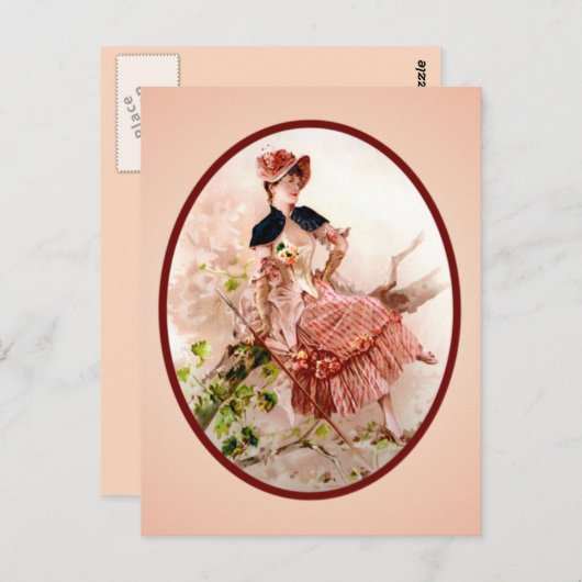  Victoriaans Lady Briefkaart (Voorkant / Achterkant)