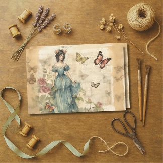 Victoriaans Lady & Butterflies Decoupage Tissuepapier