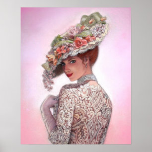 Victoriaans Lady Decor Portrait Art poster