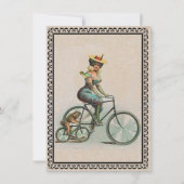  Victoriaans Lady Dog Bicycle Birthday Kaart (Achterkant)