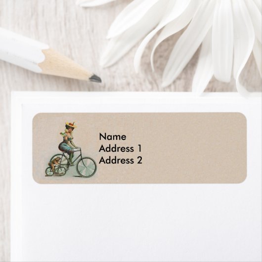  Victoriaans Lady Dog-fiets Etiket (Insitu)