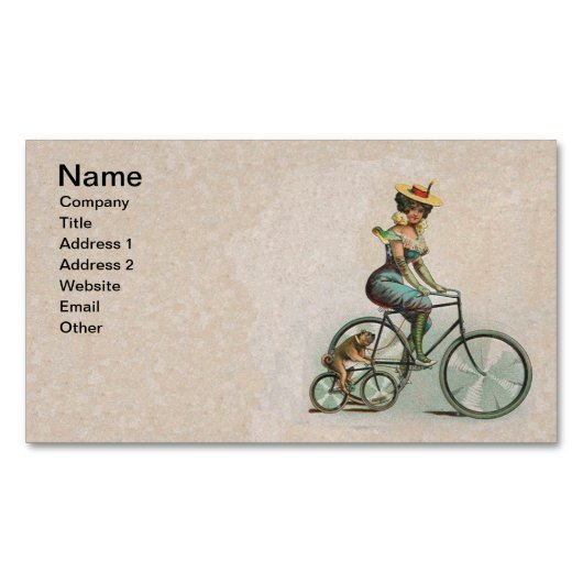  Victoriaans Lady Dog-fiets Magnetisch Visitekaartje (Voorkant)