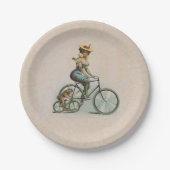  Victoriaans Lady Dog-fiets Papieren Bordje (Voorkant)