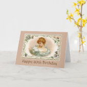  Victoriaans Lady Floral 90ste Verjaardag Kaart (Gele Bloem)