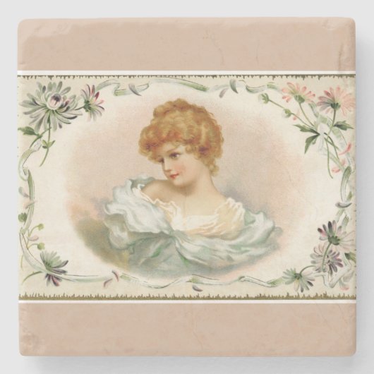  Victoriaans Lady Floral Stenen Onderzetter (Voorkant)