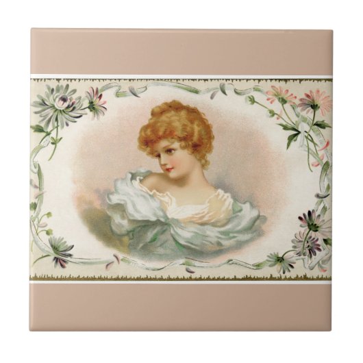 Victoriaans Lady Floral Tegeltje (Voorkant)