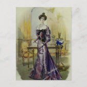 Victoriaans Lady- Frans Mode-geel jurk Briefkaart (Voorkant)