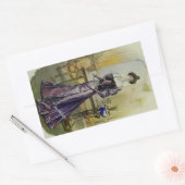 Victoriaans Lady- Frans Mode-geel jurk Rechthoekige Sticker (Envelop)