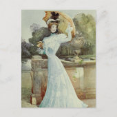 Victoriaans Lady- Franse Mode - Aqua Dress Briefkaart (Voorkant)