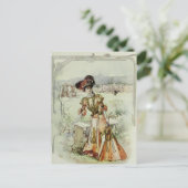 Victoriaans Lady- Franse Mode-Oranje jurk Briefkaart (Staand voorkant)