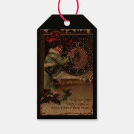 Victoriaans Lady  Happy New Year Gift Label Cadeaulabel