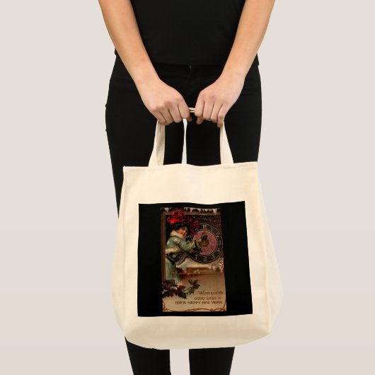 Victoriaans Lady  Happy Nieuwjaar Canvas tas (Voorkant (product))