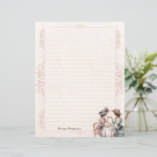 Victoriaans Lady High Tea Lined briefpapier (Staand voorkant)