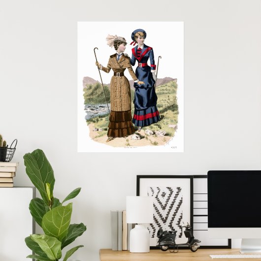 Victoriaans Lady Hikers - Oude Fashioned Trekking! Poster (Thuiskantoor)