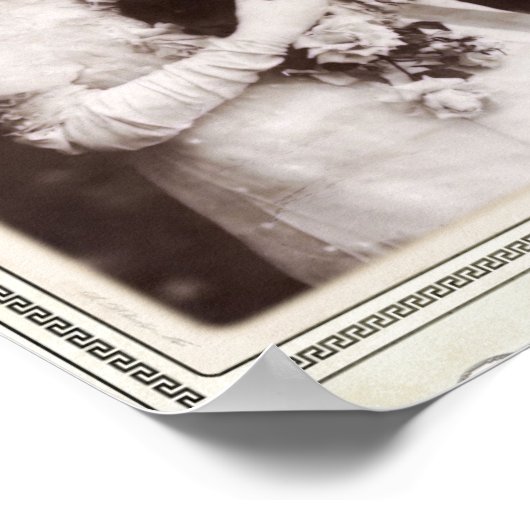 Victoriaans Lady Holding Bunch of Flowers Poster (Hoek)