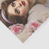 Victoriaans Lady Lila Bloemen Script Decoupage Tissuepapier (Detail)