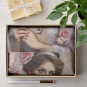 Victoriaans Lady Lila Bloemen Script Decoupage Tissuepapier (Geschenk)