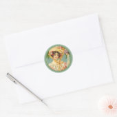  Victoriaans Lady Paasbonnet Ronde Sticker (Envelop)