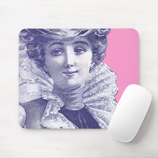 Victoriaans Lady Pink en Paarse Mousepad Muismat (Met muis)
