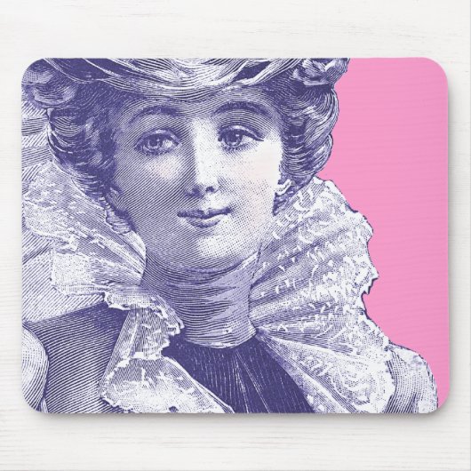  Victoriaans Lady Pink en Paarse Mousepad Muismat (Voorkant)