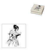 Victoriaans Lady Reading Rubberstempel (Gestempeld)