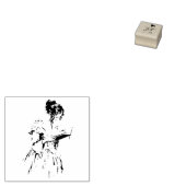 Victoriaans Lady Reading Rubberstempel (Gestempeld)