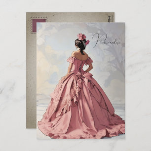 Victoriaans Lady Roze Jurk Persoonlijk Briefkaart