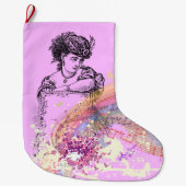 Victoriaans Lady roze kleurenSplash kerststopzetti Grote Kerstsok (Voorkant)