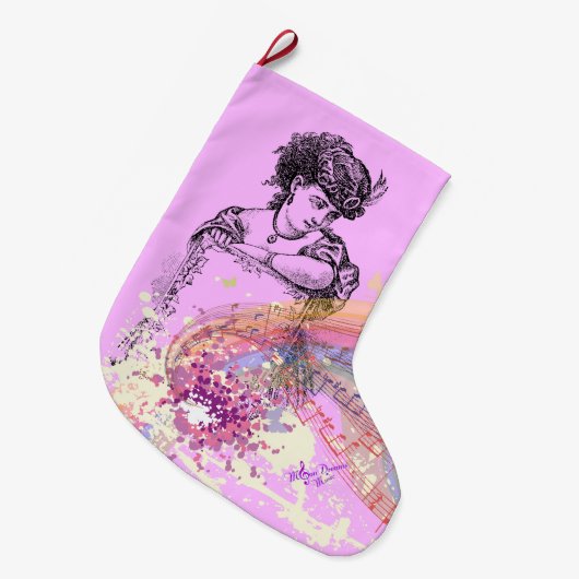 Victoriaans Lady roze kleurenSplash kerststopzetti Grote Kerstsok (Voorkant (Hangend))