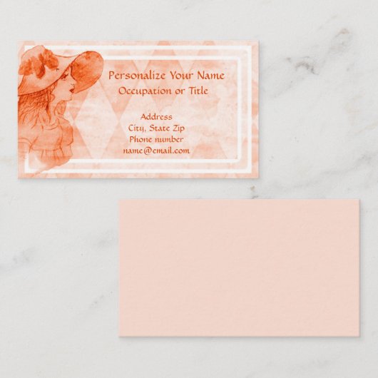  Victoriaans Lady Roze Oranje Bonnet Uniek Visitekaartje (Voorkant / Achterkant)