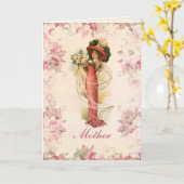 Victoriaans Lady Rozen Moederdag Kaart (Gele Bloem)