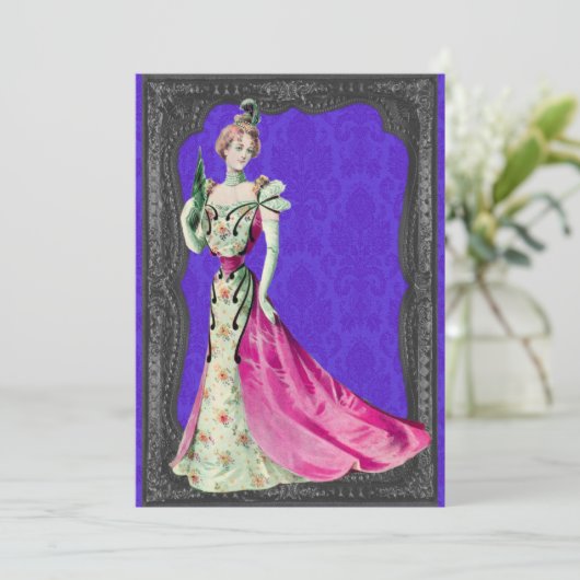 Victoriaans Lady Wedding-uitnodigingen Kaart (Staand voorkant)