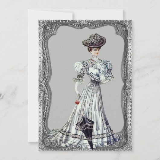 Victoriaans Lady Wedding-uitnodigingen Kaart (Voorkant)