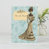 Victoriaans Lady Wedding-uitnodigingen Kaart (Staand voorkant)